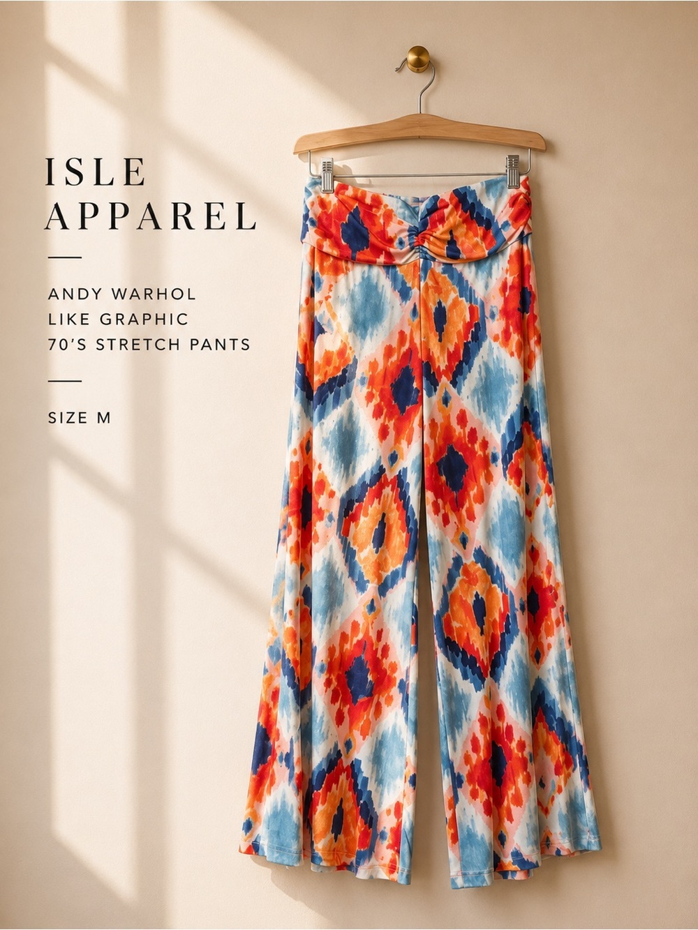 Isle Apparel Andy Warhol Inspired 70s Graphic Wide Leg Pants Size M